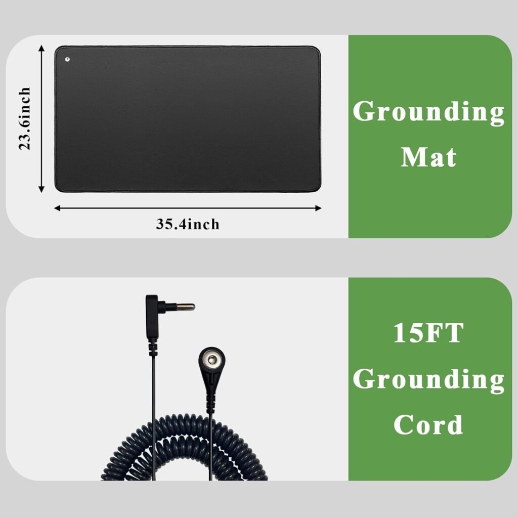 Grounding Mat Sleeping Foot Mat Improve Insomnia Reduce Inflammation Pain Headache Static Earth Therapy Grounding Products with 15 FT Black Cord (23.6 * 35.4inch)